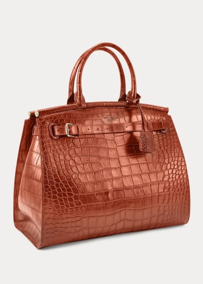 Bolsos De Mano Ralph Lauren Mujer Marrom - Alligator Large RL50 - GAZWK0384